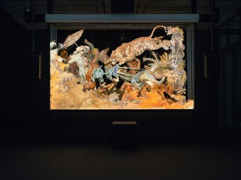 Ho Tzu Nyen (*1976), One or Several Tigers (Installationsansicht, Hamburger Kunsthalle, 2025–2026), 2017, © Victor&Simon – Grégoire d’Ablon Courtesy of the artist, Kiang Malingue und neugerriemschneider, Foto: Fred Dott