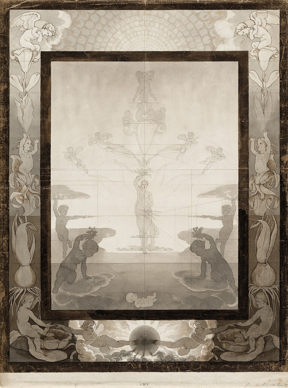 Philipp Otto Runge (1777 - 1810), Der Morgen (Konstruktionszeichnung zum Gemälde "Der kleine Morgen", erste Fassung), 1808, © Hamburger Kunsthalle / bpk Foto: Christoph Irrgang